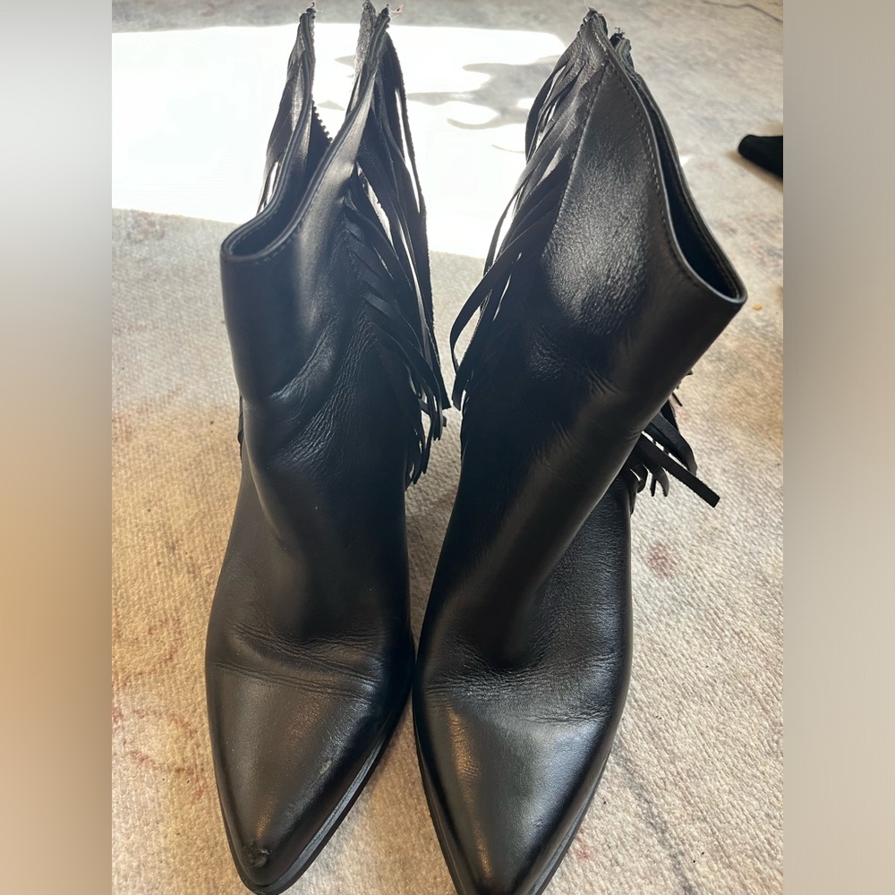Black fringe booties- Steve Madden